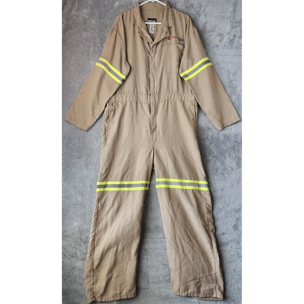 Bulwark Coveralls Mens 46 RG Tan Nomex Kevlar FR Reflective Arc Rated Workwear